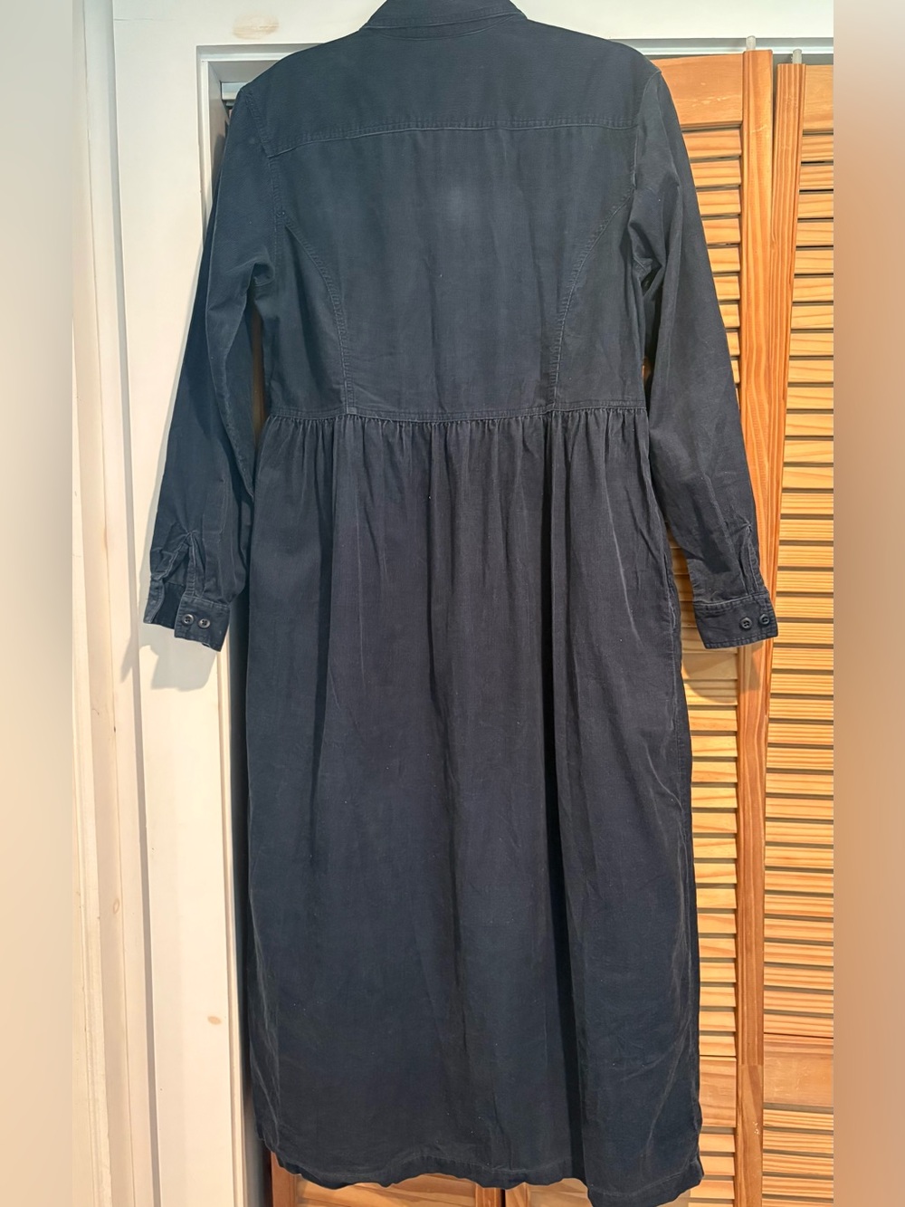 Vintage L.L. Bean Navy Blue Corduroy Shirt Dress Grandmacore Cottagecore Prairie - Picture 5 of 7
